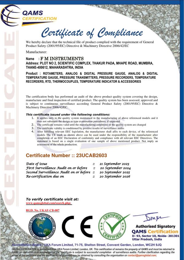 CE Compliance certificate preview